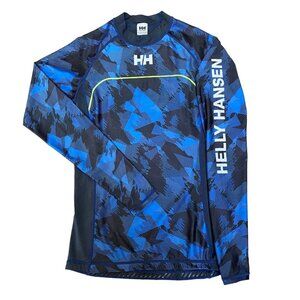 Helly Hansen Rider Rashguard Womens Medium Full Stretch UPF 50+ Geometric Blue